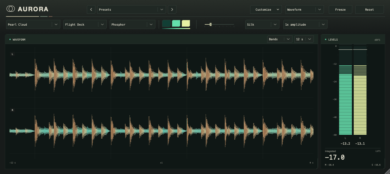 Detailed stereo waveforms in Aurora
